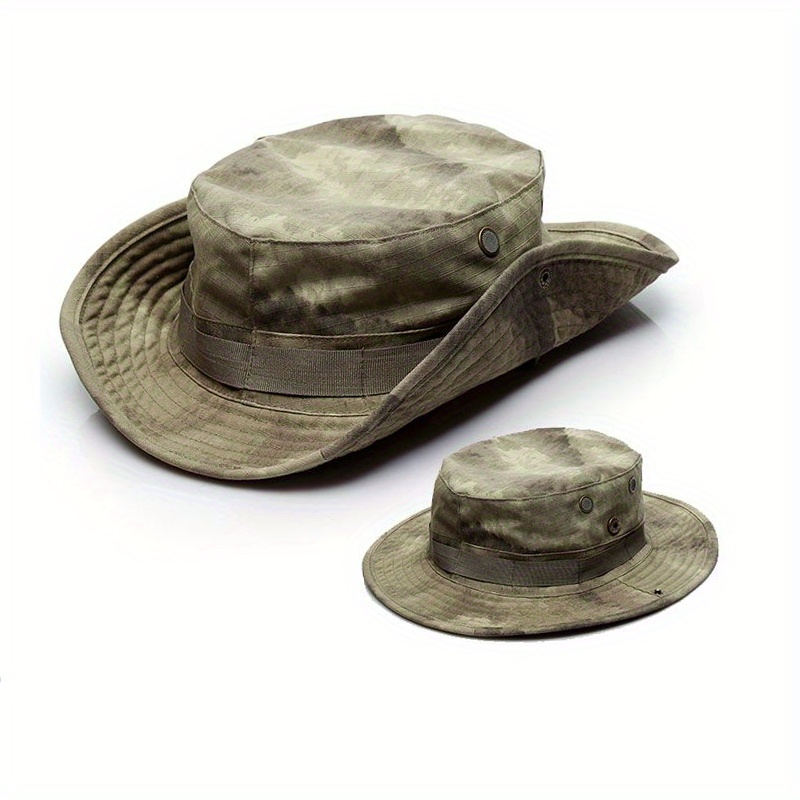Sansha Camouflage Sporty Wide Hat, Men's Outdoor Hiking Camping Fishing Hat Foldable Hat for Men Bucket Hat, Adjustable Breathable Safari Cap