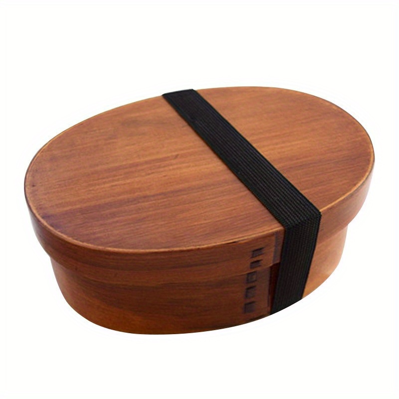 Japanese Lunch Box Oval Brown Wooden Sushi Lunch Box Simple - Temu