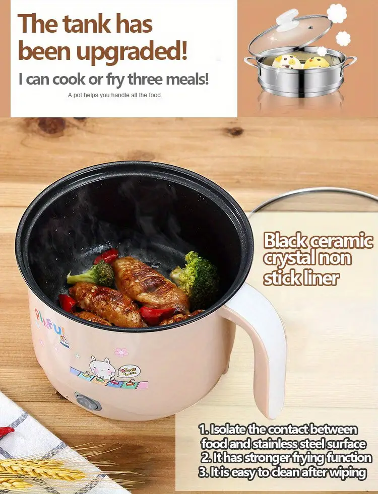 6 9inch small power hot pot student dormitory porridge cooking noodle cooker multi functional cooking fire adjustable 1 8l details 2