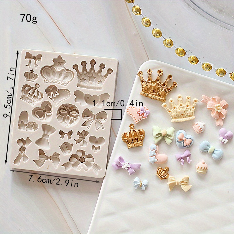 1pc   mold cute kawaii crown and bowtie shaped silicone mold candy mold fondant mold biscuit mold for diy cake decorating tool baking tools kitchen gadgets kitchen accessories home kitchen items details 5