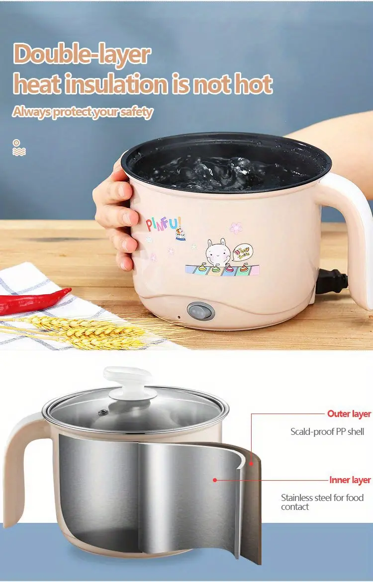 6 9inch small power hot pot student dormitory porridge cooking noodle cooker multi functional cooking fire adjustable 1 8l details 12