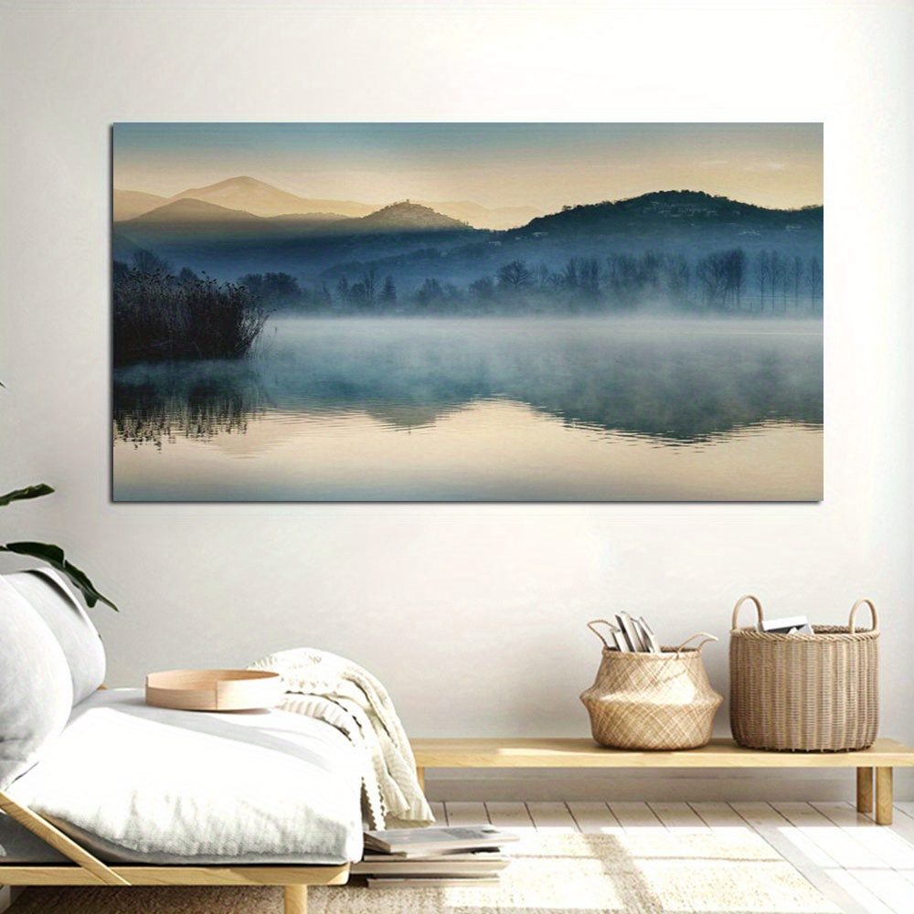 Hd Printed Blue Lake Landscape Picture, Mountain Reflection, Home Decor ...