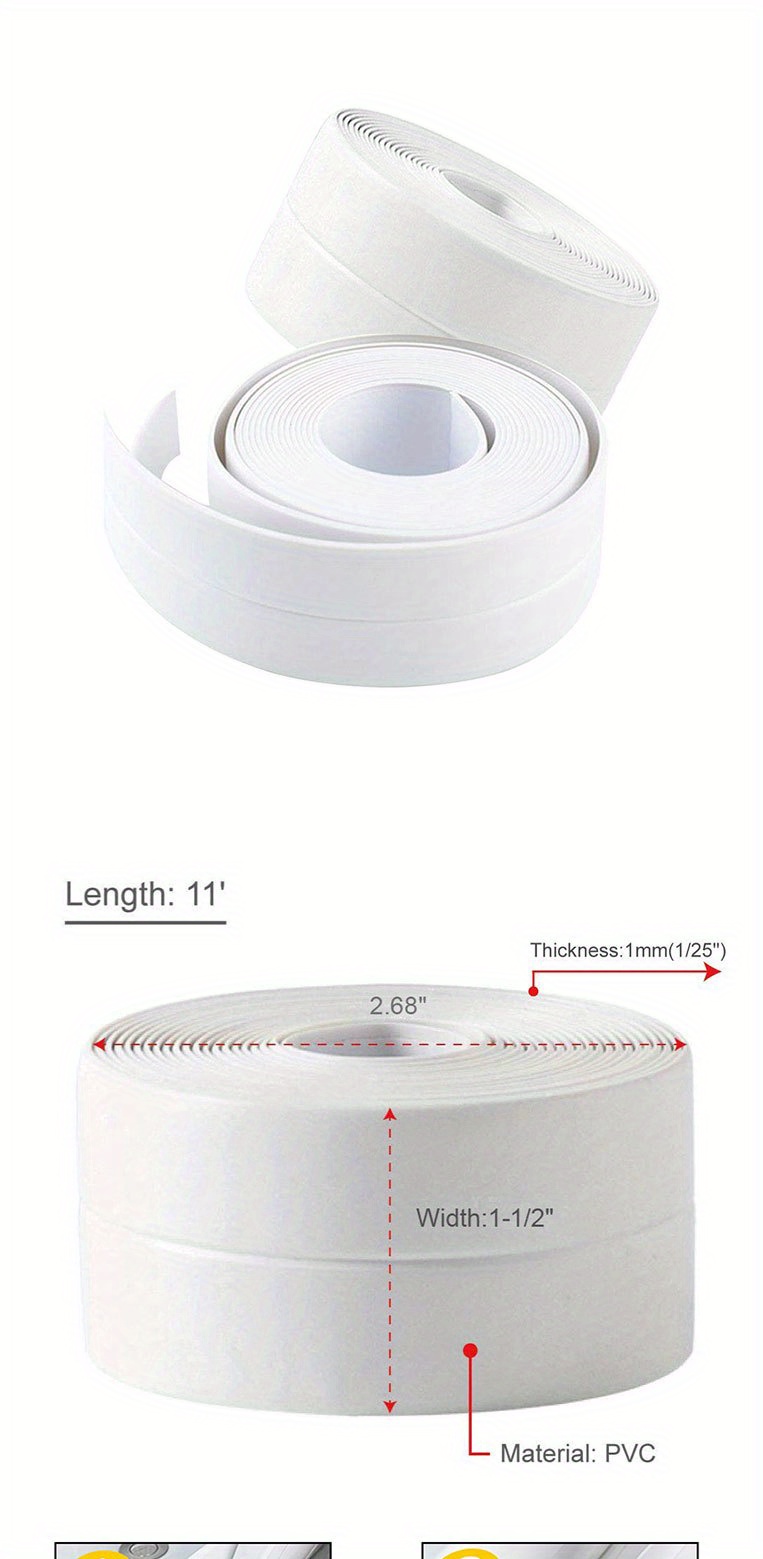Tira de sellado autoadhesiva para baño, cinta adhesiva impermeable de PVC de  3,2 metros, para