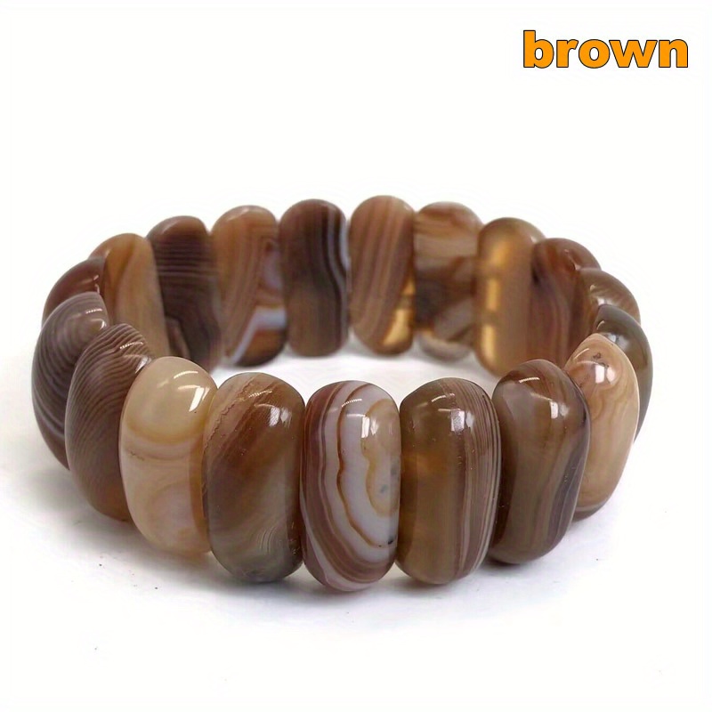 10X25Mm Natural Agate Beaded Bracelets - Colorful Striped Botswana Agate