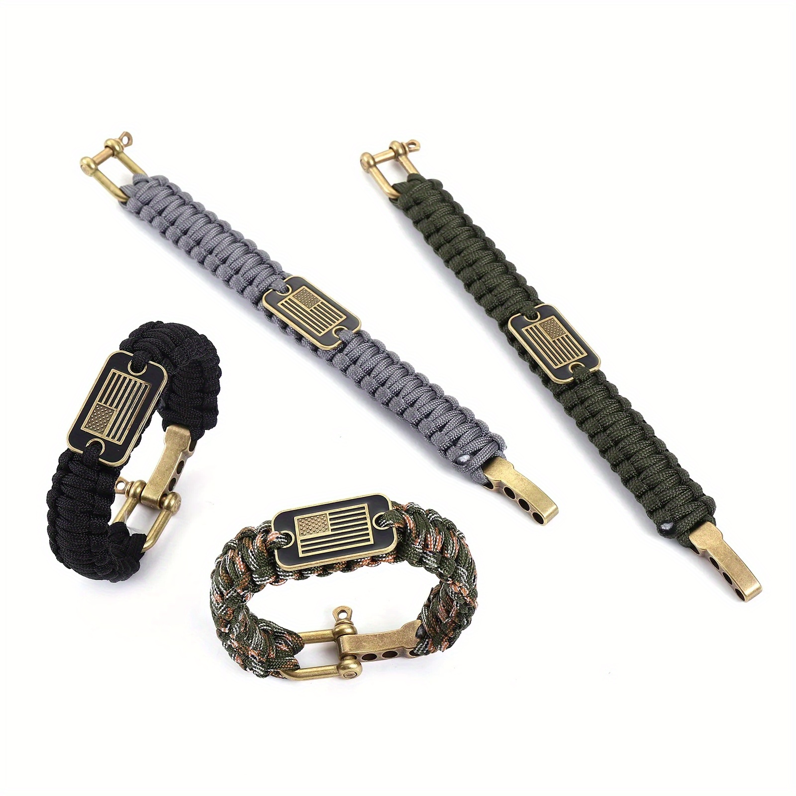 1pc Tactical Survival Bracelet With Bronze Usa Flag Perfect Gift For Military  Veterans Paracord Bracelet For Men - Sports & Outdoors - Temu