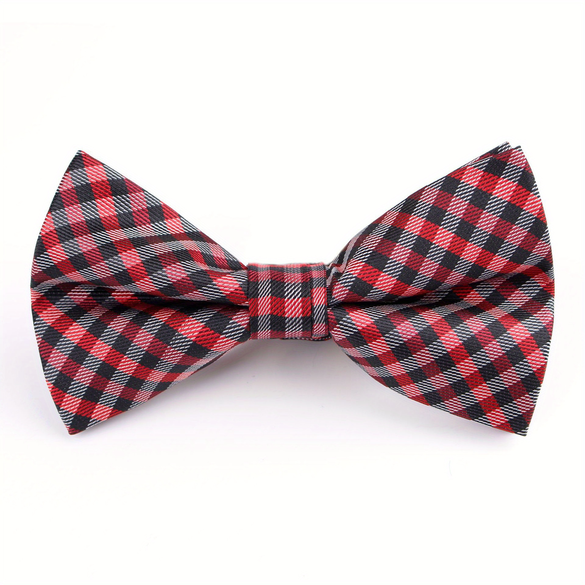 Men's Plaid Diagonal Stripe Bow Tie