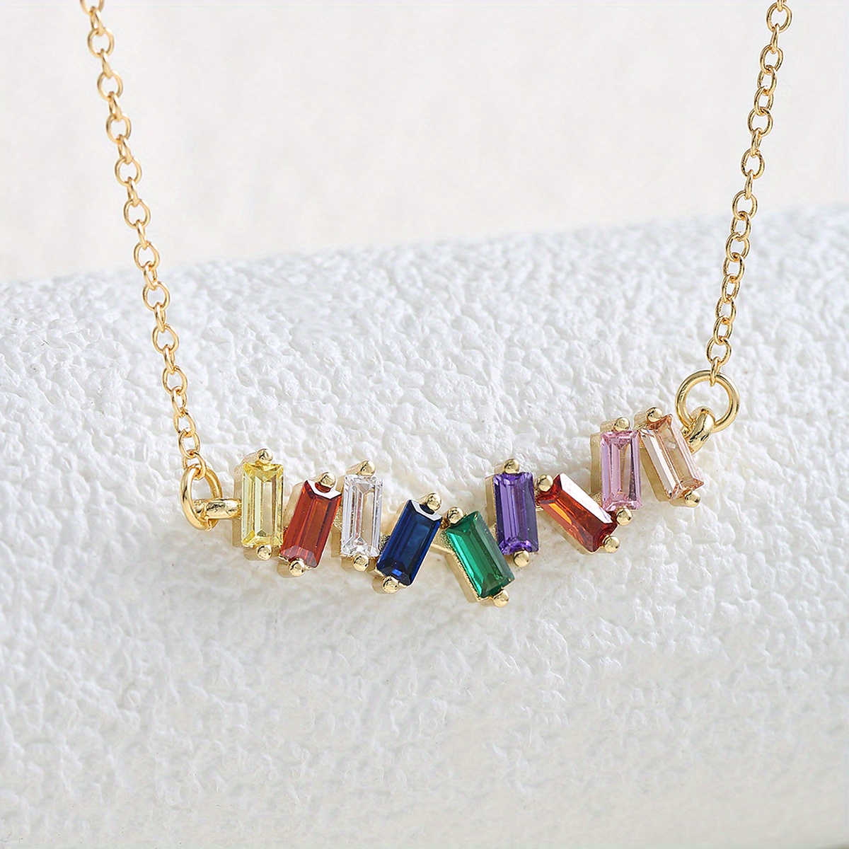 Nine-colored Square Zirconia Pendant