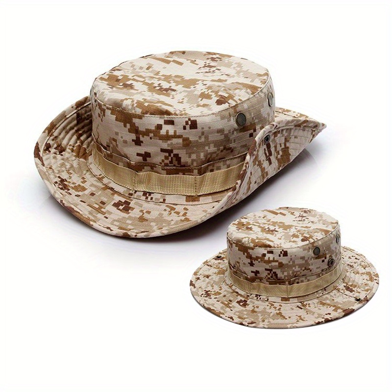 Mens Camouflage Wide Brim Hunting Bucket Hat With Face And Neck