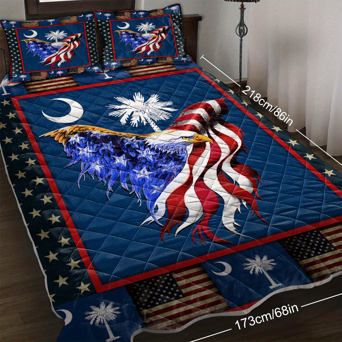 Parure de lit drapeau américain taille double pour chambre d