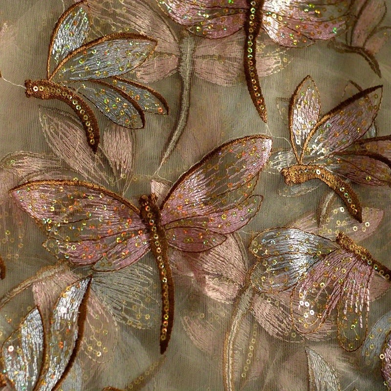 2 Aqua Gold Iridescent Embroidery 3D Butterfly,appliques for