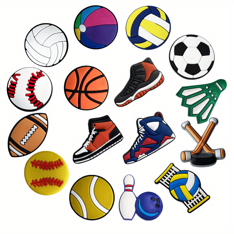 10PCS Football Shoe Decoration Charms for Clog, Sports Balls Charms  Accessories for Adult Men Boys Party Favor