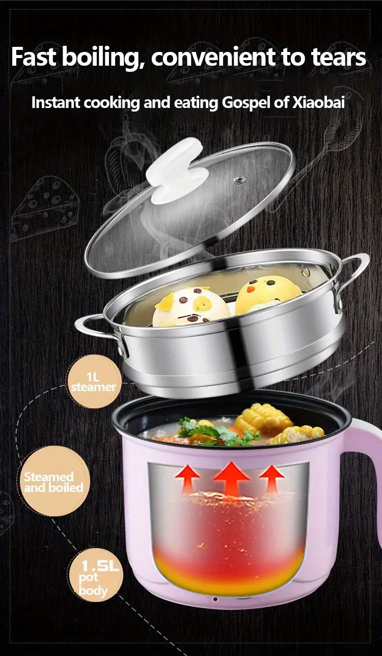 6 9inch small power hot pot student dormitory porridge cooking noodle cooker multi functional cooking fire adjustable 1 8l details 10