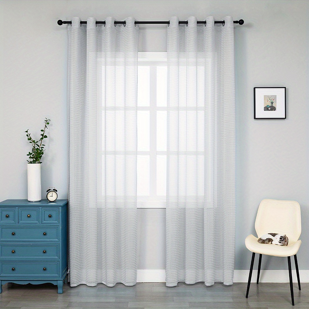 Elegant Solid Sheer Voile Curtains Kitchen Bedroom Living - Temu Australia