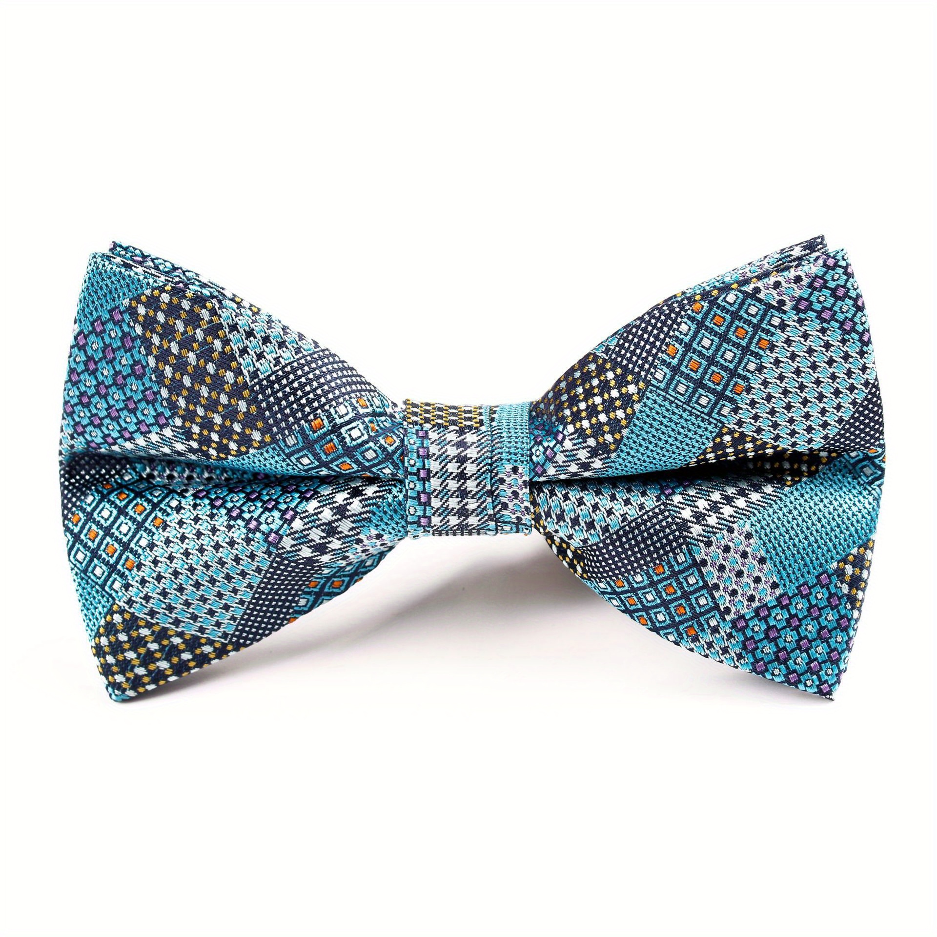 Men's Plaid Diagonal Stripe Bow Tie