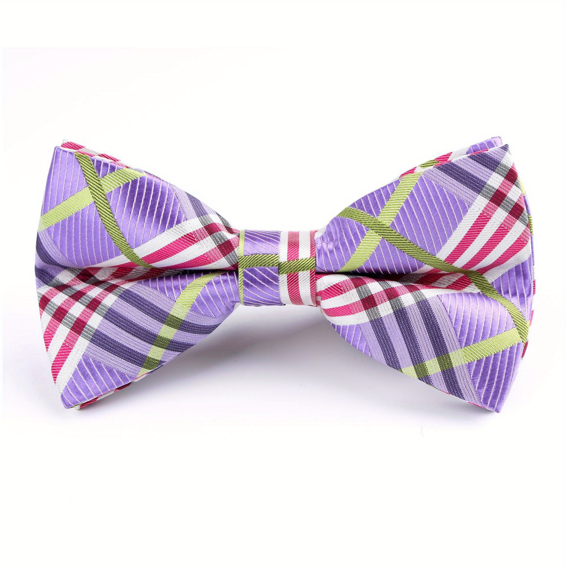 Men's Plaid Diagonal Stripe Bow Tie