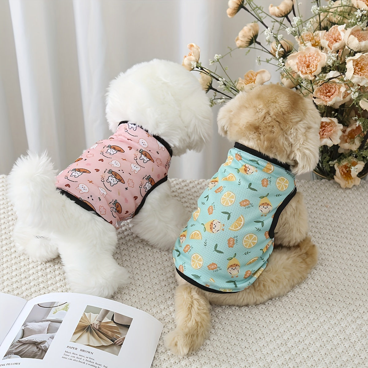 TEMU Pet Original Clothes Cartoon Summer Thin Dog Clothes Breathable Vest Cat Clothes Corgi Bear Teddy
