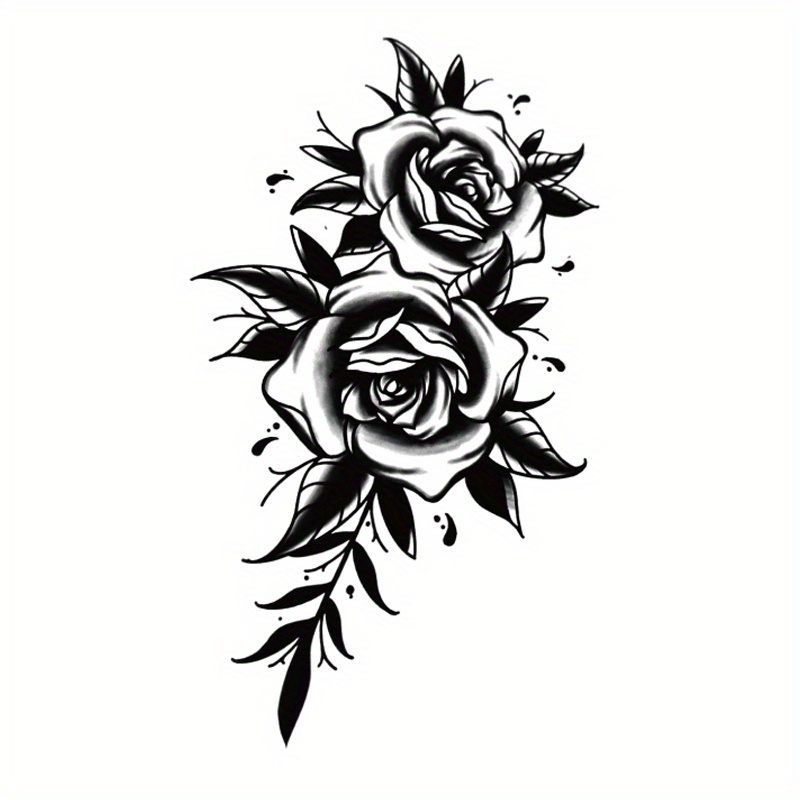 TRIBAL ROSE BLACK OUTLINE Temporary Tattoo