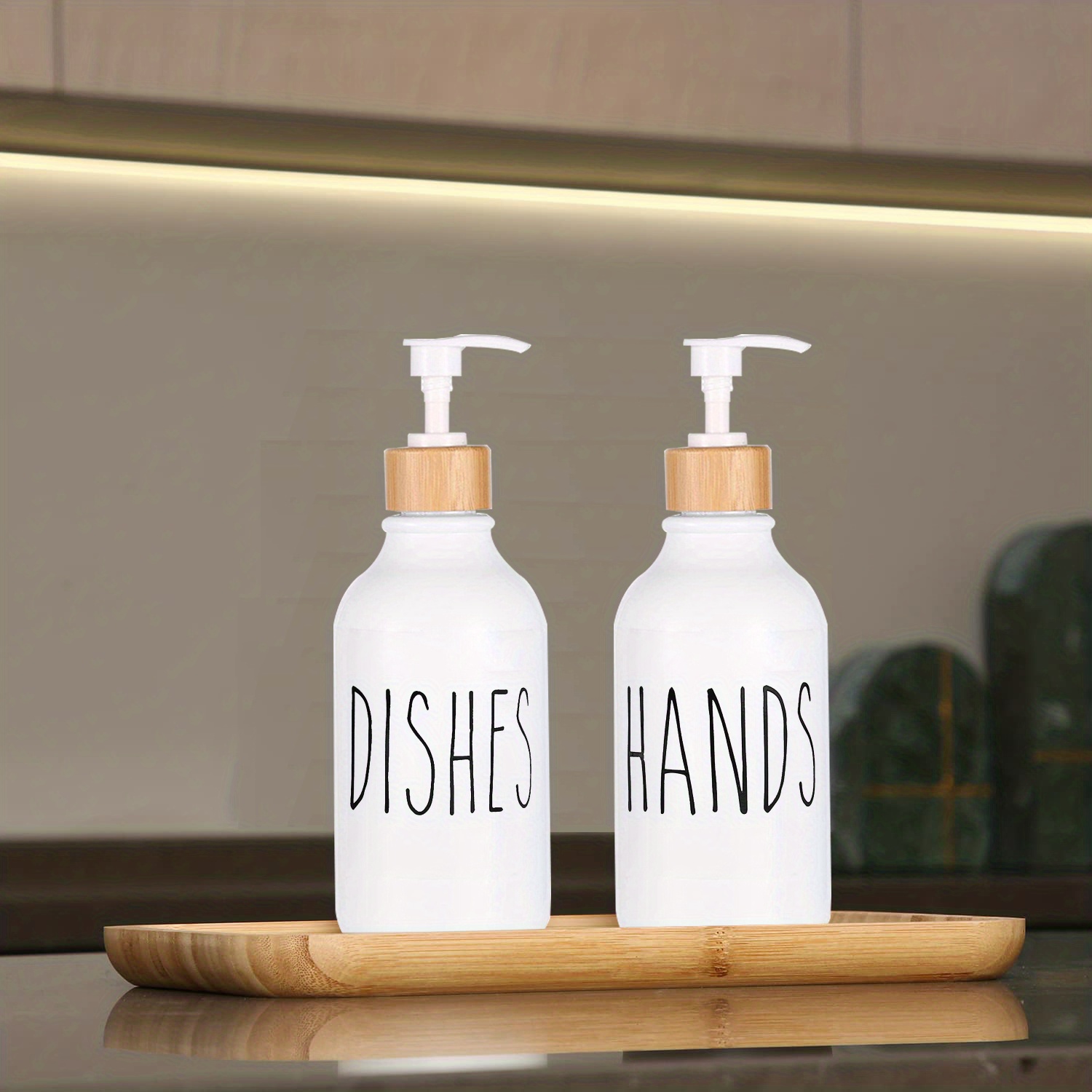 White Pump Soap Bottle Tray Set Soap Dispenser Temu
