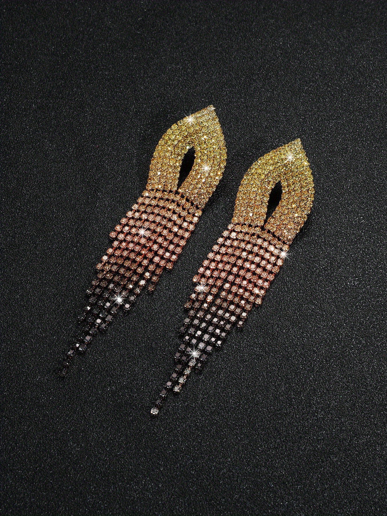 Colorful Rhinestone Decor Elegant Chandelier Earrings Copper Temu