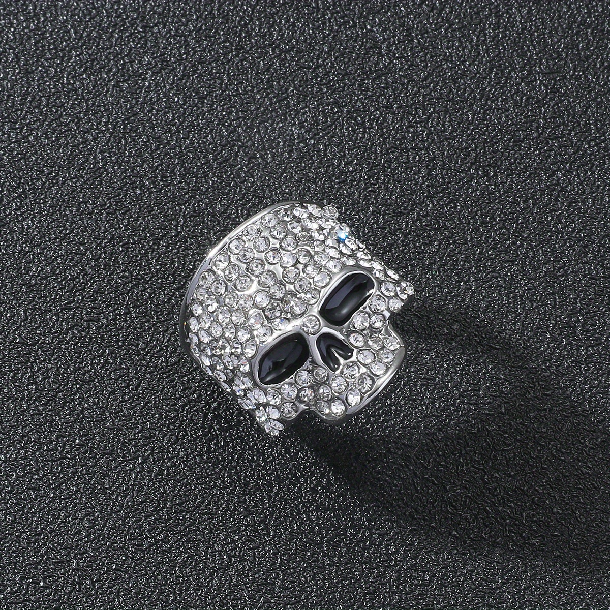 Skull Crossbones Bling Rhinestone Adjustable Ring Goth Steampunk Punk