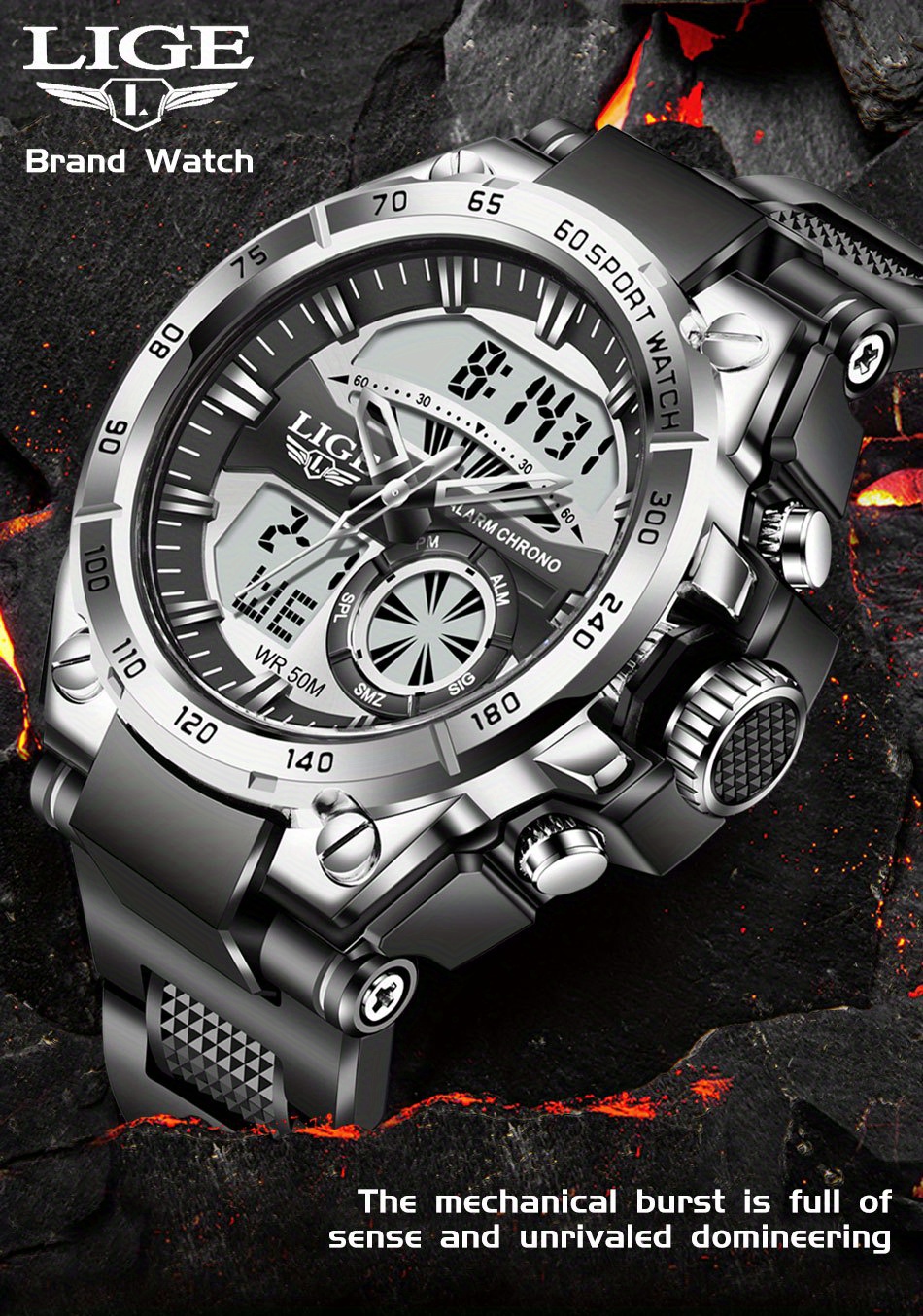 Comprar Reloj militar Reloj de pulsera para hombre Digital de cuarzo  analógico deportivo masculino LED relojes impermeables a prueba de agua
