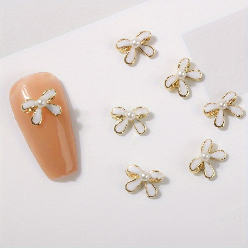 Fragrance Flower Nail Art Charms, Bow Nail Ornament, Alloy 3d