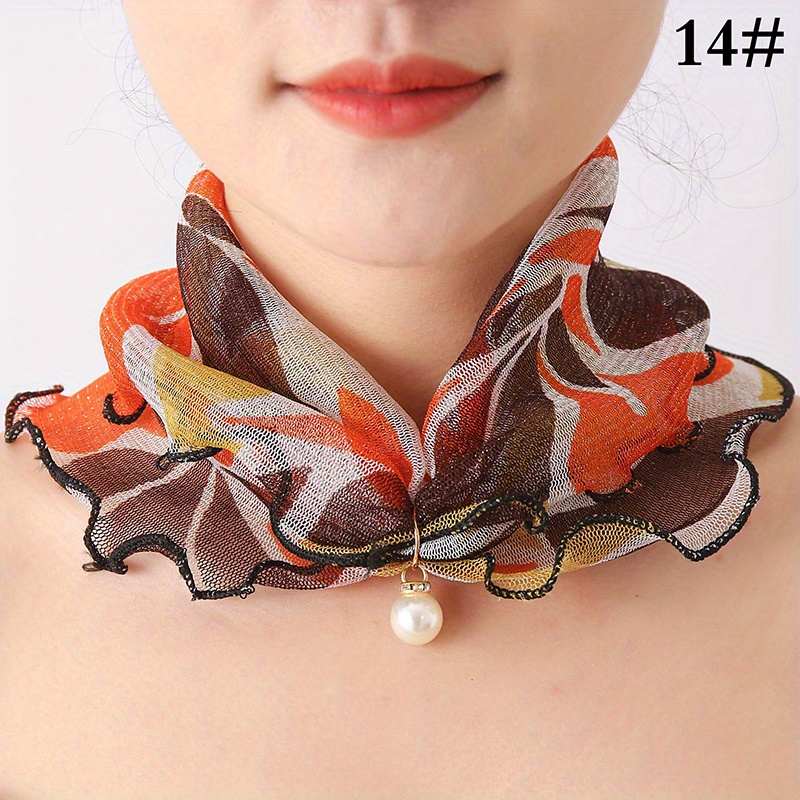 1pc Faux Silk Pearl Decor Women's Scarf/shawl/headband, Suitable For Daily  Wear