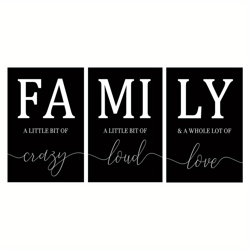 TEMU 3pcs Frameless Canvas Wall Art - " Of Crazy, Loud & Whole Lot " - Modern Minimalist Home Decor For Living Room, 15.7x23.6 Inches, Black Text On