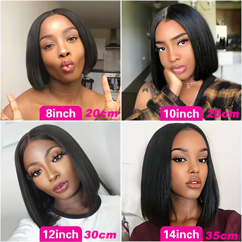 Straight 13x4 Lace Frontal Bob Wigs Human Hair Pre Plucked - Temu Canada