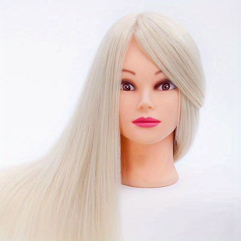 Mannequin Head 70% Real Hair, Cosmetology Doll Head for Hair Styling,  Braiding, Makeup Practice & Training -Brown Color 