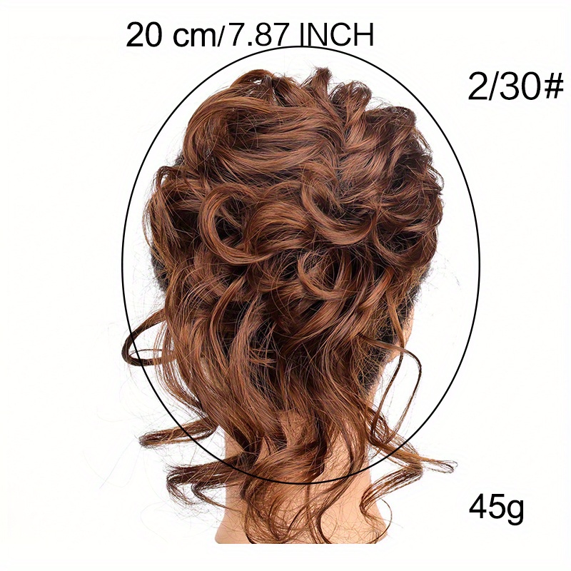 Curly Synthetic Messy Chignon Brown Donut Hair Bun
