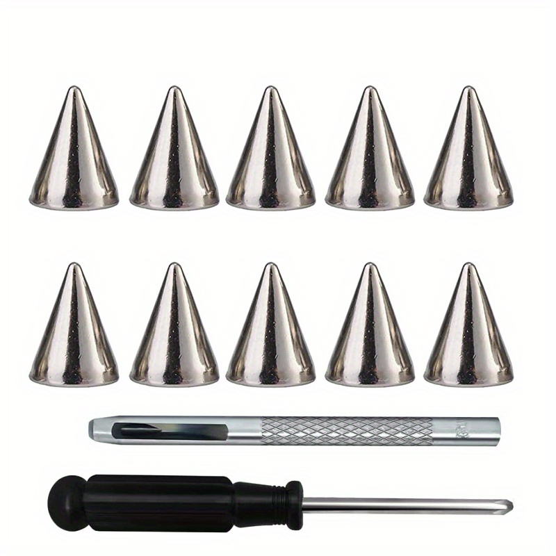 Screw Back Spike Stud Rivets - Silver (Pack of 10) - Trimming Shop