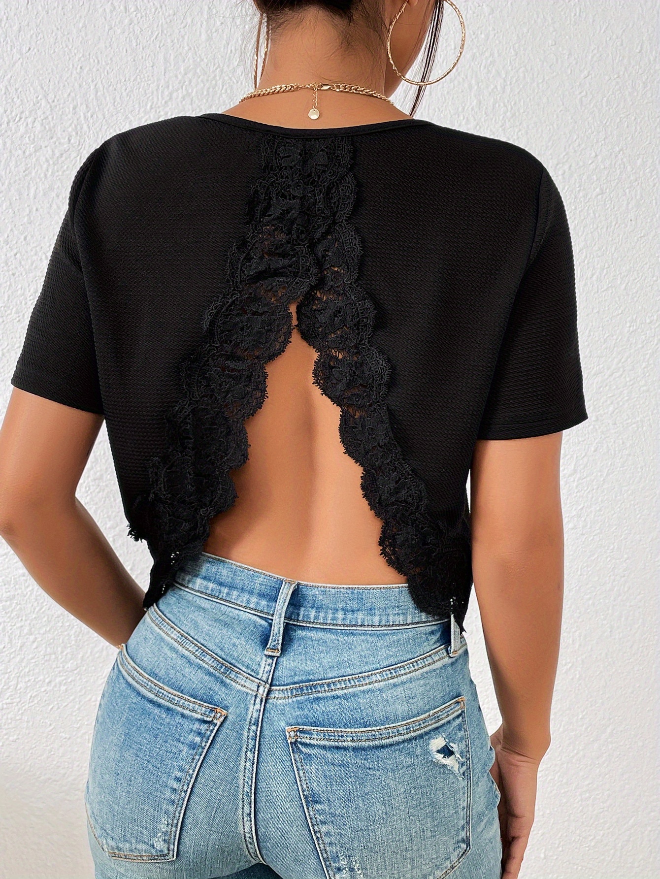 Sexy Tops for Women,Women's Summer Lace Crochet T-Shirt Short