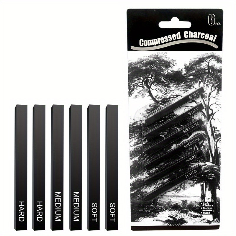 Pro Art Charcoal Compressed Charcoal Sticks, dark grey, for