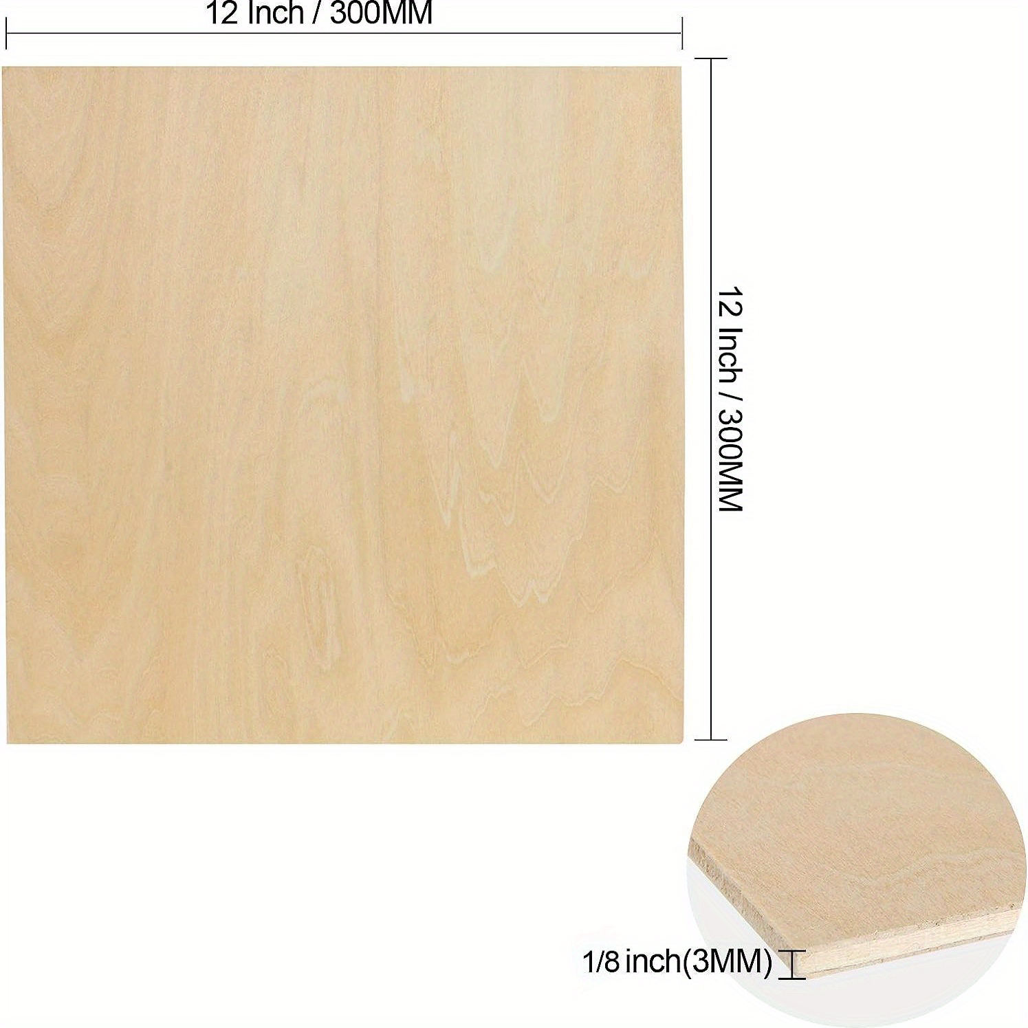 12 Pack Basswood Sheets for Crafts-12 x 12 x 1/8 Inch- 3mm Thick Plywood  Sheets