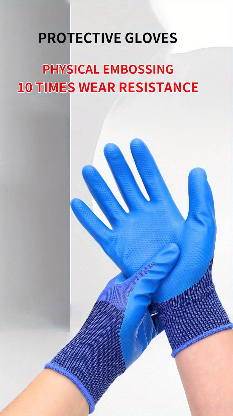 Latex Embossed Gloves Construction Labor Rubber Gloves Wear - Temu