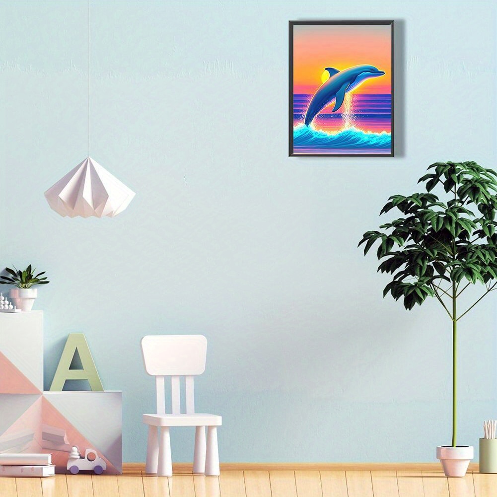 Without Frame Diy 5d Diamond Painting Set Colorful Sunset - Temu