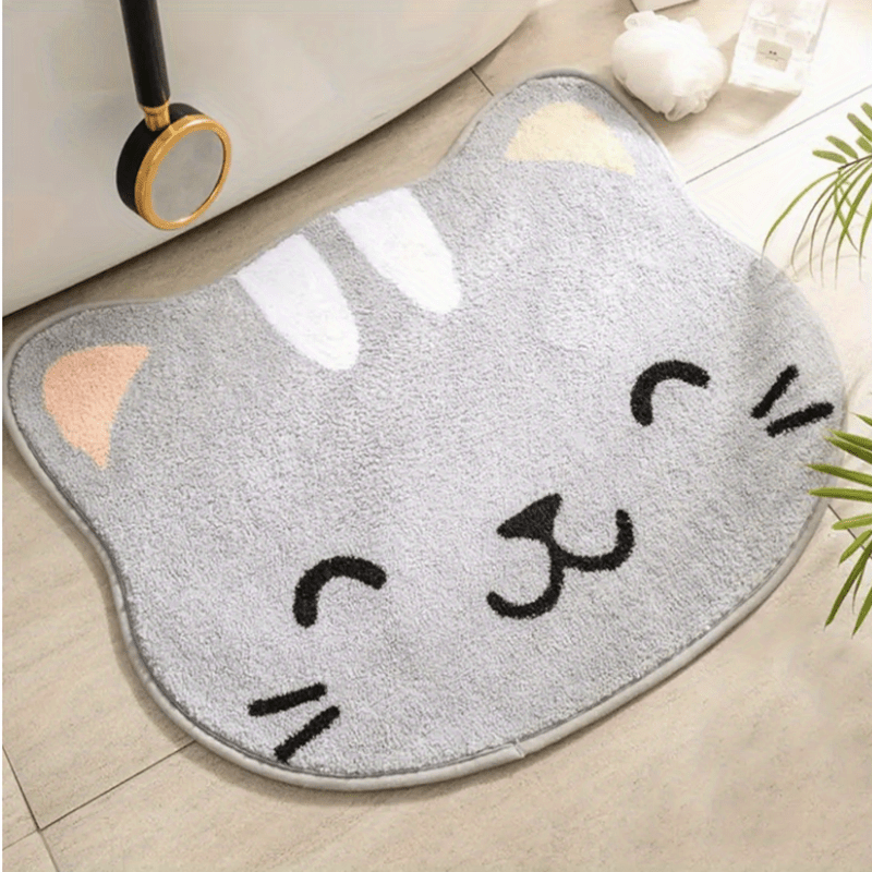 1pc Bath Rug, Cute Animal Pattern Imitation Cashmere Floor Mat