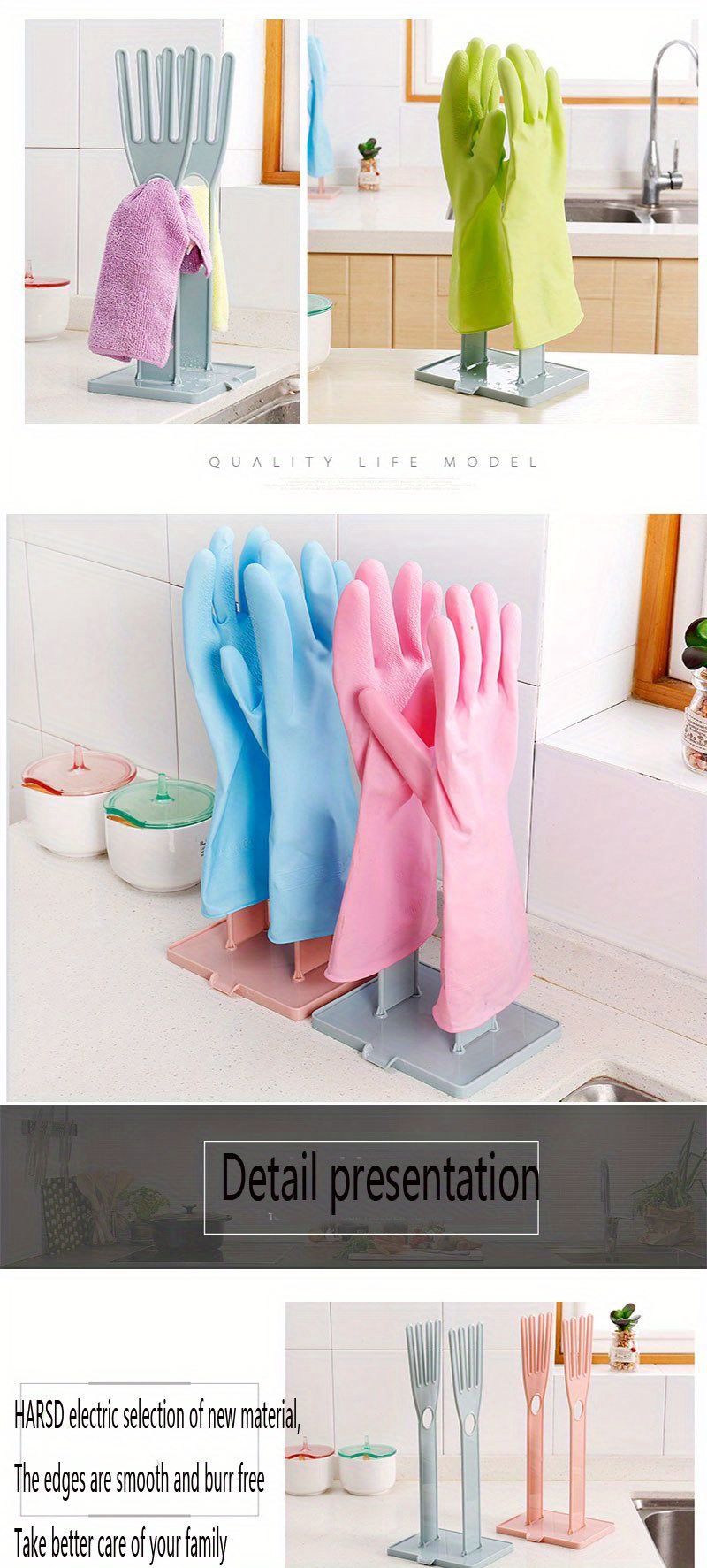 Kitchen Glove Holder Mitten Dryer Reusable Bag Dish Towel Drying