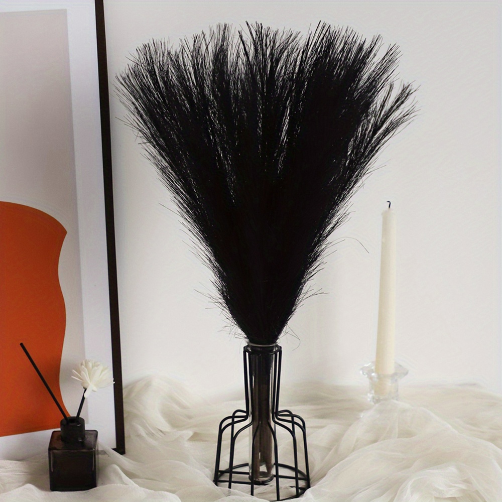 Black Artificial Pampas Grass Faux Silk Flower 5 Forks Fake - Temu