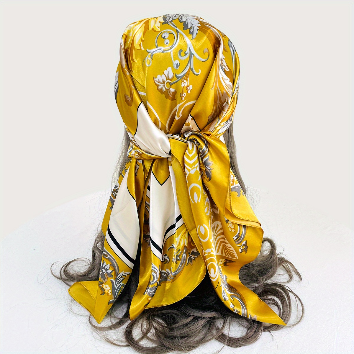 Vintage Paisley Print Bandana Elegant Satin Square Scarf Imitation Silk  Women Head Wrap Hair Accessories - Temu
