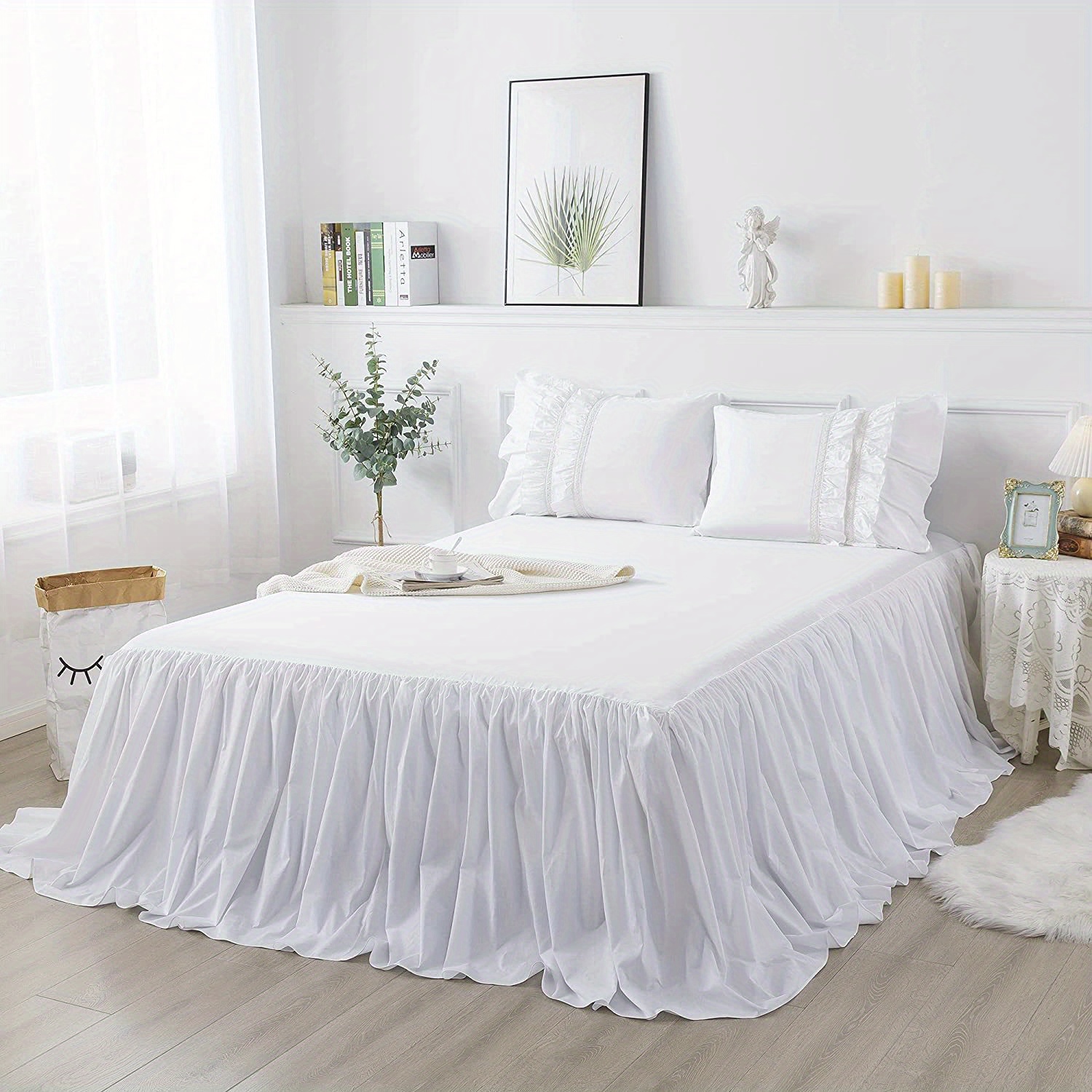 Amazon Black And White Bed Skirt 3pcs In Cotton Bed Skirt Set With