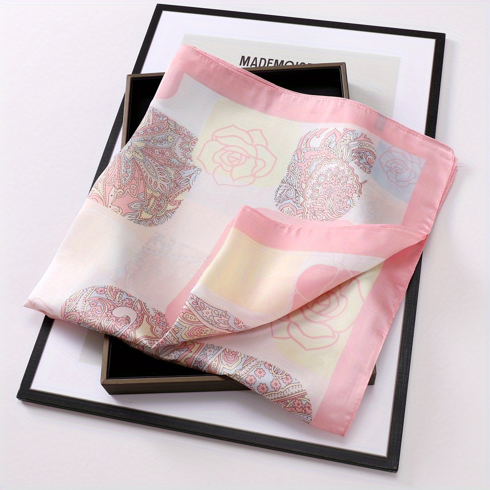 Classic Print Square Scarf Bandana Boho Satin Neckerchief Shawl Imitation  Silk Head Wrap Hair Accessories - Temu Lithuania