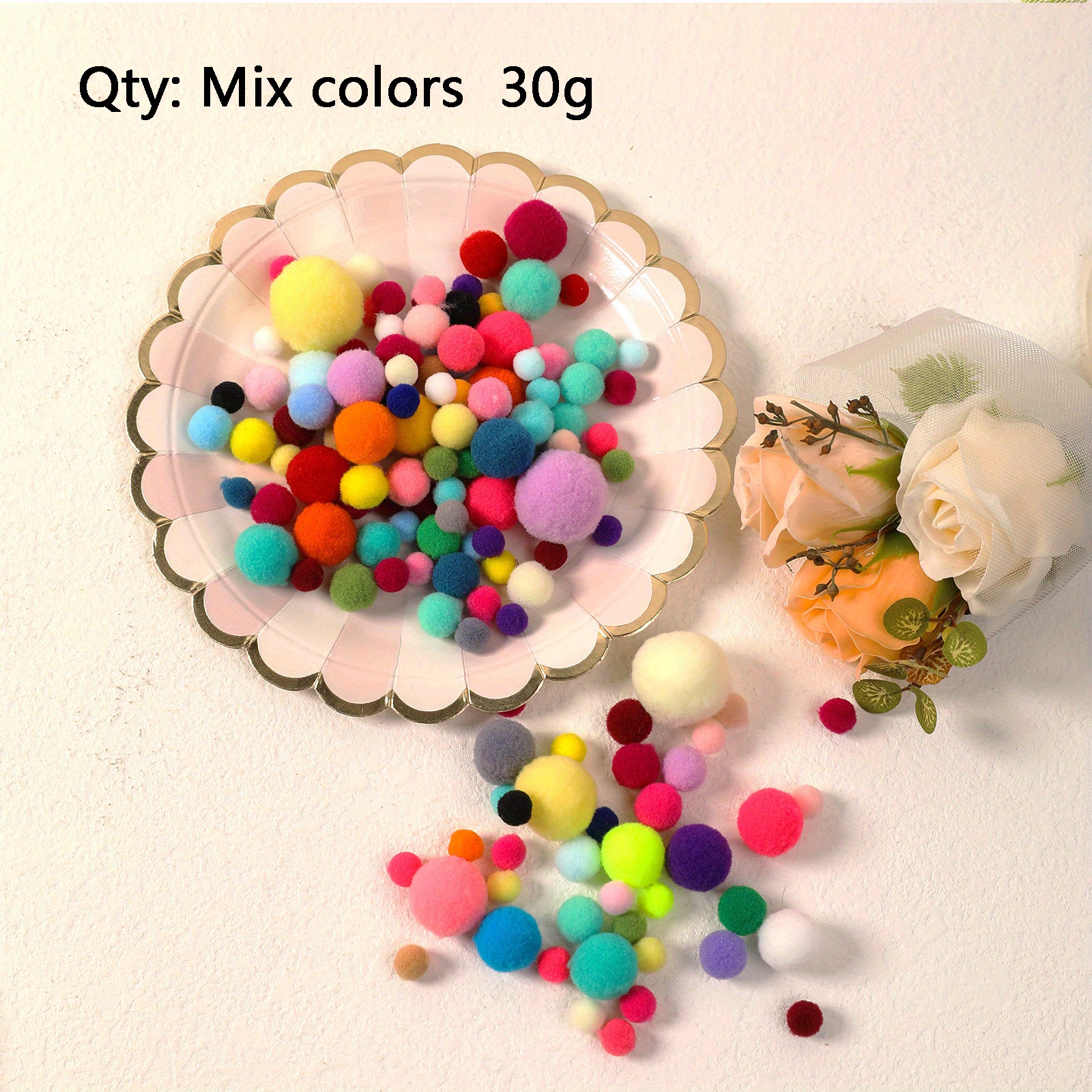 50 Mixed Color Pom Poms 3/4 Fuzzy Pompoms Balls High-Elastic Creative  Craft DIY
