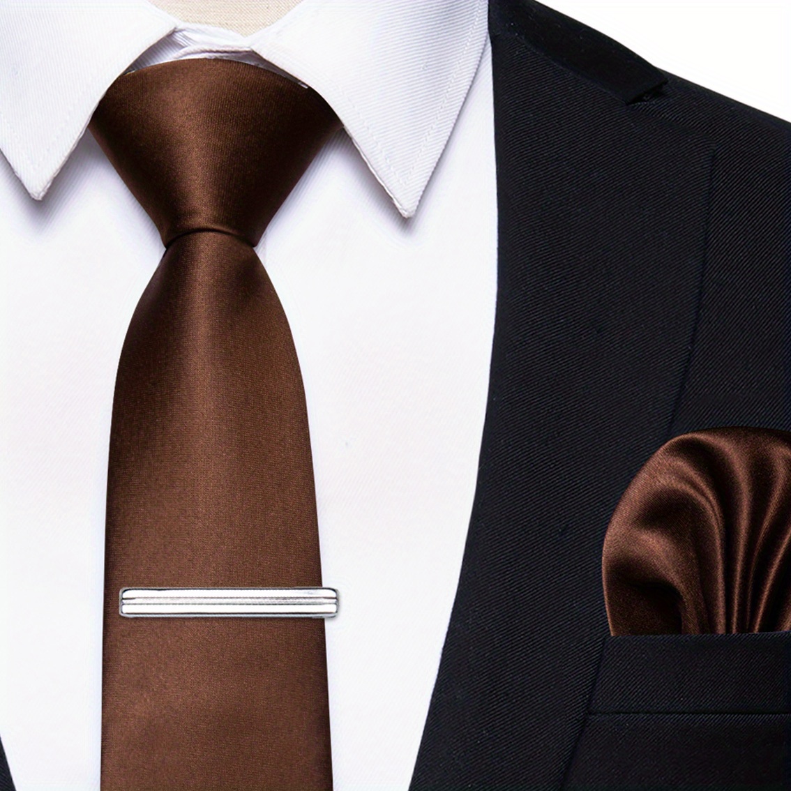 Men's Fashion Solid Colors Silk Tie Clip Wedding Party Formal