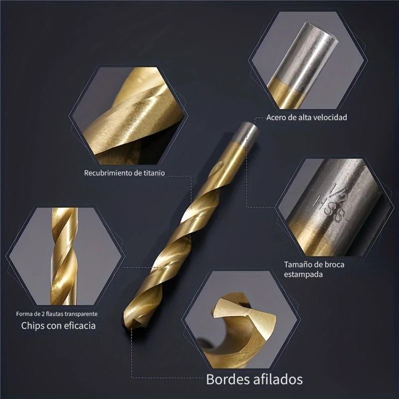 ABN Juego de brocas de titanio para brocas de metal, estándar SAE 1/16-1/2  pulgadas, AZ, 1-60 tamaños, 115 piezas