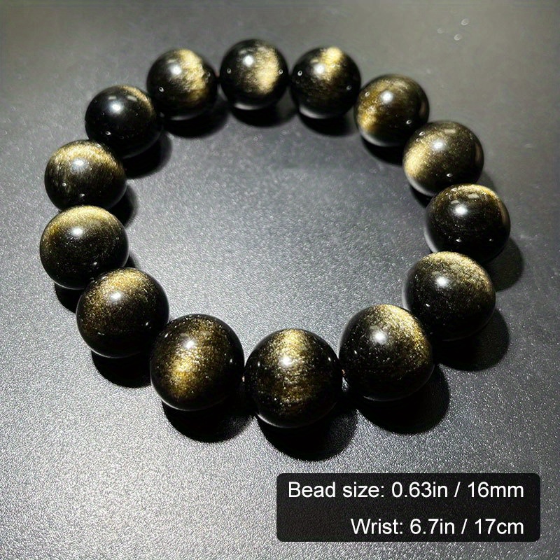 Black Obsidian Bracelet Beads Bulk, 6.7/17cm