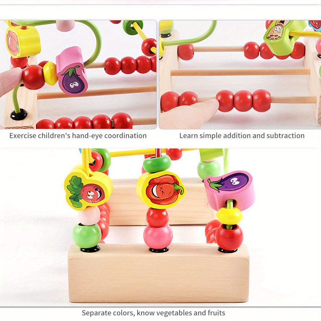 Creative Wooden Maze Baby Cute Bead Toys Vegetables Fruits Temu