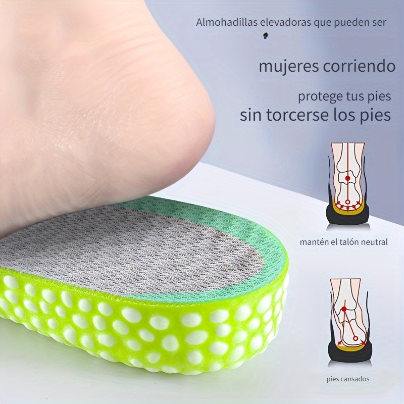 1 par, plantilla para correr de aumento para zapatos, espuma de partículas de arroz reventado de PU, transpirable, suave, para senderismo, protege las rodillas, plantillas, pies, hombres y mujeres 1