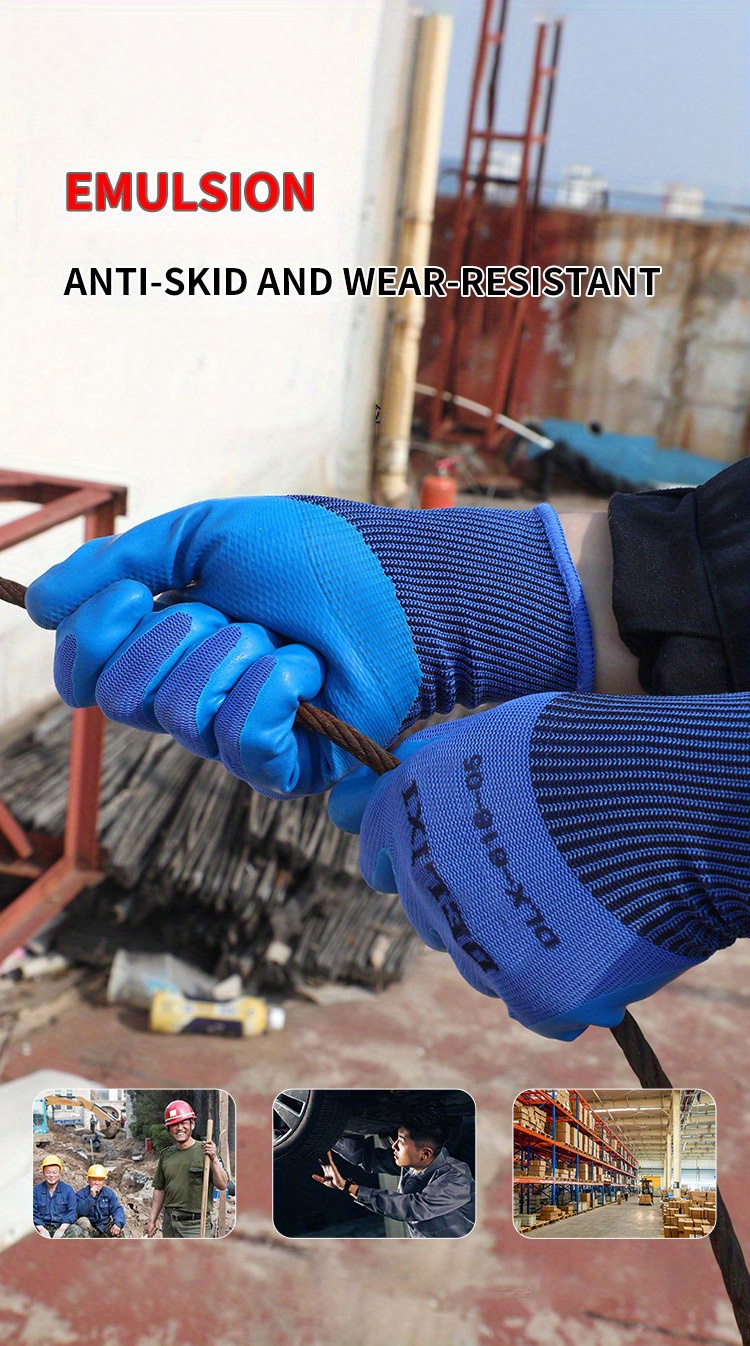 Revestido de látex de caucho Guantes de trabajo para la construcción, Azul,  el patrón de ondulada, hombre de mediana (se vende por docena, 12 pares) -  China Guante de trabajo y el